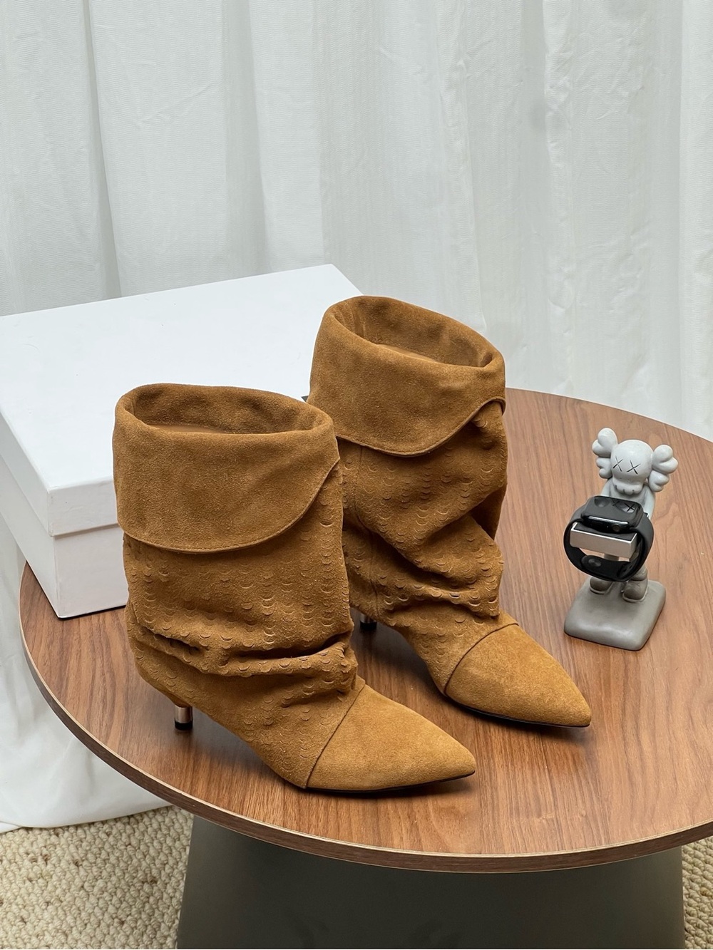 Isabel Marant Tan Suede Pointed-Toe Slouch Ankle Boots